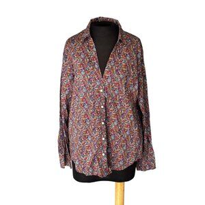 Gap Womens Floral Button-Up Shirt XL Long Sleeve Lightweight Multicolor
